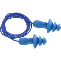 Bouchons d'oreilles r&eacute;utilisables bleus 100 % d&eacute;tectables par m&eacute;tal SEALTEC TipGrip, Avec cordon, Taille unique, Vrac - Boîte, NRR dB 26 dB Les Fournitures Industrielles Méga