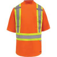 Viking&reg; Safety Bamboo Lined T-shirt, Polyester, Small, High Visibility Orange Les Fournitures Industrielles Méga