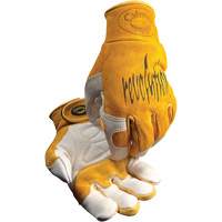 Gants de soudeur TIG/MIG de premi&egrave;re qualit&eacute; Caiman avec fermeture &agrave; boucles & crochets, Cuir de vache refendu, Taille Moyen Les Fournitures Industrielles Méga