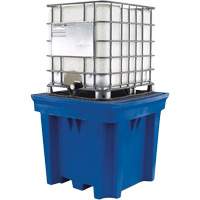 Palette de confinement des d&eacute;versements en poly&eacute;thyl&egrave;ne pour 1 contenant GRV avec drain, Capacit&eacute; de d&eacute;versement 330 gal. US, 56,5" x 56,5" x 48" Les Fournitures Industrielles Méga