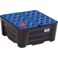 Bac de r&eacute;tention noir et bleu avec caillebotis, 15,8" lo x 15,8" la x 7,1" h, Cap. de d&eacute;versement 5.3 gal. US Les Fournitures Industrielles Méga