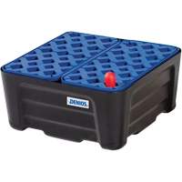 Bac de r&eacute;tention noir et bleu avec caillebotis, 15,8" lo x 15,8" la x 7,1" h, Cap. de d&eacute;versement 5.3 gal. US Les Fournitures Industrielles Méga