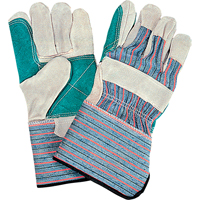 Gants d'ajusteur de qualit&eacute; standard &agrave; paume double, Grand, Paume en Cuir de vache refendu, Doublure en Coton Les Fournitures Industrielles Méga