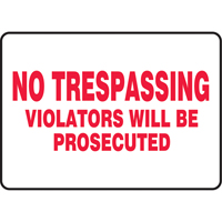 "No Trespassing" Sign, 7" x 10", Vinyl, English Les Fournitures Industrielles Méga