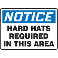 "Hard Hats Required" Sign, 7" x 10", Vinyl, English Les Fournitures Industrielles Méga
