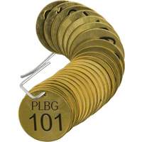 &eacute;tiquettes num&eacute;rot&eacute;es pour vannes PLPG, # 101-125, Laiton, 1,5" dia. Les Fournitures Industrielles Méga