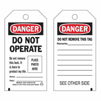 Self-Laminating "Do Not Operate" Tags, Polyester, 3" W x 5-3/4" H, English Les Fournitures Industrielles Méga