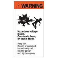 "Warning Hazardous Voltage" Sign, 8" x 4-1/2", Acrylic, English with Pictogram Les Fournitures Industrielles Méga