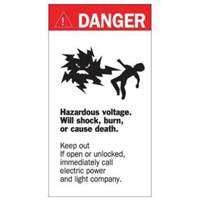 "Danger Hazardous Voltage" Sign, 8" x 4-1/2", Acrylic, English with Pictogram Les Fournitures Industrielles Méga