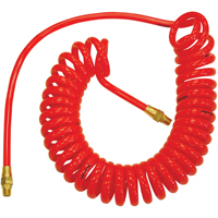 Tuyaux &agrave; air autor&eacute;tractables en polyur&eacute;thane Flexcoil a/raccords, Air, 3/8" DI x 25' lo, Polyur&eacute;thane, 140 psi &agrave; 23 °C Les Fournitures Industrielles Méga