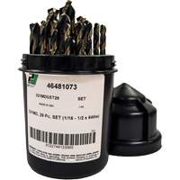 Mechanics Length Jobber Drill 135° - 1/16" to 1/2" by 1/64", 29 Pieces, High Speed Steel Les Fournitures Industrielles Méga