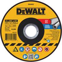Metal Cut-Off Wheel, 5" x 0.045", 7/8" Arbor, Aluminum Oxide, Type 1 Les Fournitures Industrielles Méga
