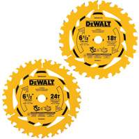 Assortiment de lames de scie circulaire, 6-1/2", 18/24 dents, Pour Bois Les Fournitures Industrielles Méga