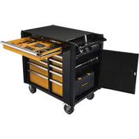 Powered Tool Cart, 11 Drawers, 42-1/2" W x 24-7/16" D x 41" H, Black/Orange Les Fournitures Industrielles Méga