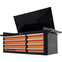 Top Chest, 42" W, 8 Drawers, Black/Orange Les Fournitures Industrielles Méga