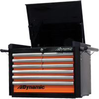 Top Chest, 28" W, 9 Drawers, Black/Orange Les Fournitures Industrielles Méga