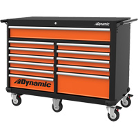 Armoire roulante, 12 tiroirs, 53" la x 24" p x 41" h, Noir/Orange Les Fournitures Industrielles Méga