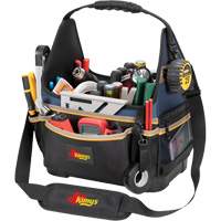 Molded Base Electrical/HVAC Tool Carrier, Ballistic Polyester, 20 Pockets, Black/Blue Les Fournitures Industrielles Méga