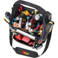 Molded Base Electrical/HVAC Tool Carrier, Ballistic Polyester, 20 Pockets, Black/Blue Les Fournitures Industrielles Méga