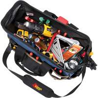 Molded Base Big-Mouth Tote Tool Bag, Ballistic Polyester, 23 Pockets, Black/Blue Les Fournitures Industrielles Méga