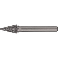 CLEVELAND Solid Carbide Burrs - Pointed Cone Shape, SM-42, 1/8" Dia., 1/8" Shank, 7/16" Depth of Cut Les Fournitures Industrielles Méga