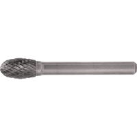 CLEVELAND Solid Carbide Burrs - Oval Shape, SE-1, 1/4" Dia., 1/4" Shank, 3/8" Depth of Cut Les Fournitures Industrielles Méga