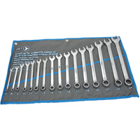 Jeux de cl&eacute;s mixtes combin&eacute;es longues enti&egrave;rement polies, Combinaison, 16 morceaux, M&eacute;trique Les Fournitures Industrielles Méga
