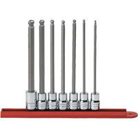 Jeu de douilles SAE &agrave; embout sph&eacute;rique long, Hexagonale, Prise 3/8", 7 mr Les Fournitures Industrielles Méga
