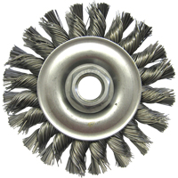 Wire Wheel Brushes, 4" Dia., 0.02" Fill, 5/8"-11 Arbor, Steel Les Fournitures Industrielles Méga