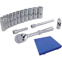 Jeu de douilles et accessoires, 15 Mcx, Prise de 3/8", Profond Les Fournitures Industrielles Méga