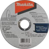 Thin Kerf Cut-Off Wheel, 5" x 3/64", 7/8" Arbor, Type 1, Aluminum Oxide, 12250 RPM Les Fournitures Industrielles Méga