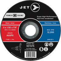 Meule &agrave; tronçonner Power-Xtreme A60PX, 5" x 1/32", Arbre de 7/8", Type 1, 12 200 Tr/min Les Fournitures Industrielles Méga