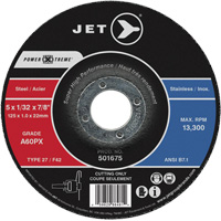 Meule &agrave; tronçonner Power-Xtreme A60PX, 6" x 3/64", Arbre de 7/8", Type 27, 10 200 Tr/min Les Fournitures Industrielles Méga