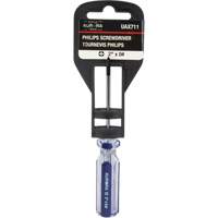 Tournevis Philips bleu transparent avec bandes, #0, Prise Plastique Les Fournitures Industrielles Méga