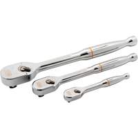 Ensemble de rochet &agrave; t&ecirc;te en goutte enti&egrave;rement polie avec prises 1/4", 3/8" & 1/2" 120XP Les Fournitures Industrielles Méga