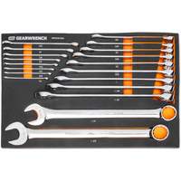 12-Point Long Pattern Combination SAE Wrench Set in Foam Storage Tray, Open-Ended, 19 Pieces, Imperial Les Fournitures Industrielles Méga