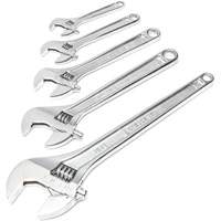 Chrome Wrench Set, Adjustable, 5 Pieces, Imperial and Metric Les Fournitures Industrielles Méga