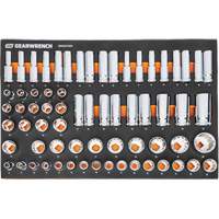 Jeu d'outils m&eacute;triques pour m&eacute;canicien MEGAMOD dans des plateaux en mousse modulaire avec armoire roulante &agrave; outils, 358 morcea Les Fournitures Industrielles Méga