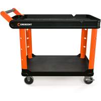 RAILWORKS 2-Shelf Industrial Utility Cart with 5" Hard Casters, 47" L x 24-1/2" W x 34" H, Black/Orange Les Fournitures Industrielles Méga