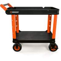 RAILWORKS 2-Shelf Industrial Utility Cart with 8" Casters, 47" L x 24-1/2" W x 37-4/5" H, Black/Orange Les Fournitures Industrielles Méga