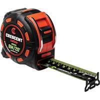 Shockforce NITE EYE Tape Measure, 1-1/4" x 25'/8 m, Metric/SAE Graduations Les Fournitures Industrielles Méga
