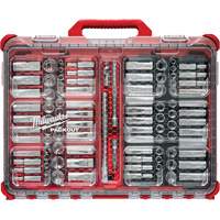 Jeu de cliquets et douilles m&eacute;triques/SAE avec organisateur PACKOUT &agrave; profil bas, 98 Mcx, Prise de 3/8" Les Fournitures Industrielles Méga