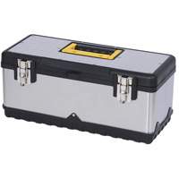 Coffre &agrave; outils portatif en acier inoxydable JPSTB-20, 9-63/100" P x 20" la x 8-7/8" h, Noir/Argent Les Fournitures Industrielles Méga