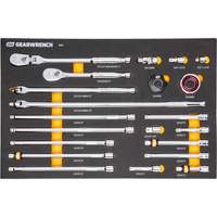 Ensemble d'outils &agrave; cliquet et d'entraînement 3/8" &agrave; 90 dents avec plateau de rangement en mousse Les Fournitures Industrielles Méga