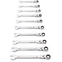 90-Tooth 12 Point SAE Wrench Set, Flex Head/Ratcheting Combination, 10 Pieces, Imperial Les Fournitures Industrielles Méga