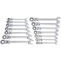 72-Tooth 12 Point Wrench Set, Flex Head/Ratcheting Combination, 14 Pieces, Imperial and Metric Les Fournitures Industrielles Méga