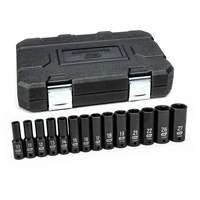 6 Point Metric Socket Set, 14 Pcs, Impact, 1/2" Drive Size, Deep Les Fournitures Industrielles Méga