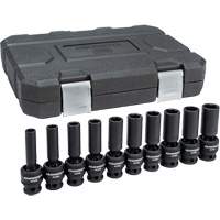 6-Point Universal Metric Socket Set, 10 Pcs, Impact, 1/2" Drive Size, Deep Les Fournitures Industrielles Méga