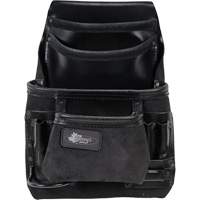 Phantom Collection Heavy-Duty Nail & Tool Bag, Leather, 10 Pockets, Black Les Fournitures Industrielles Méga