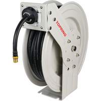 MAXREEL Single-Arm Automatic Rewind L Hose Reel with Rubber Hose, Air, 3/8" x 50', Single Hose, 250 PSI Les Fournitures Industrielles Méga